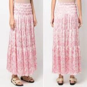 MAJE Jifal Pink Paisley Midi Maxi Skirt 40 M L Slit Flowy Boho Designer Party